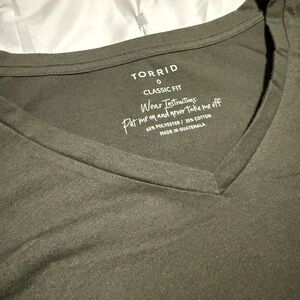 Torrid Classic Fit Women’s V-neck Shirt - Olive Green